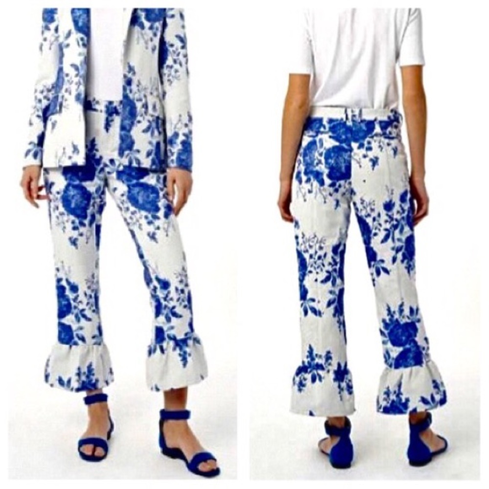 One of a kind Floral designer dress pants by Pink Tartan